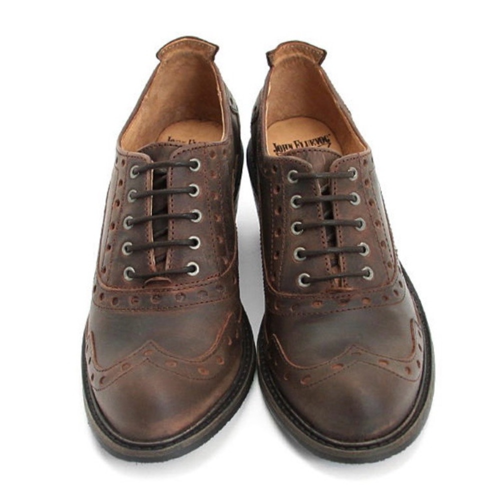 Fluevog Brown Leather Wingtip Lace-Up Heels - Picture 4 of 12